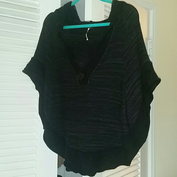 Free people marled knit hooded poncho