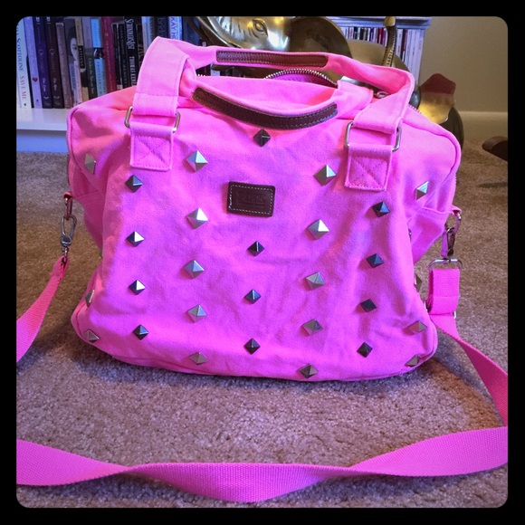 Pink VS studded duffel