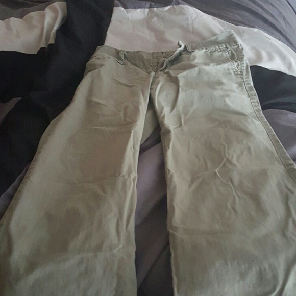 Wide leg kahki pants