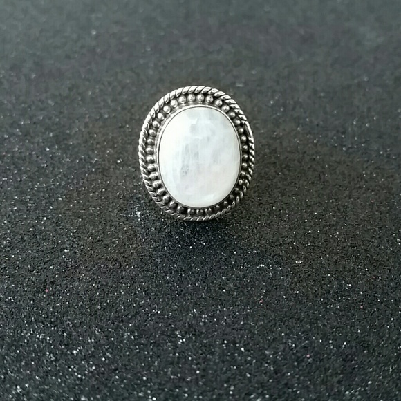 Sterling silver ring with moonstone