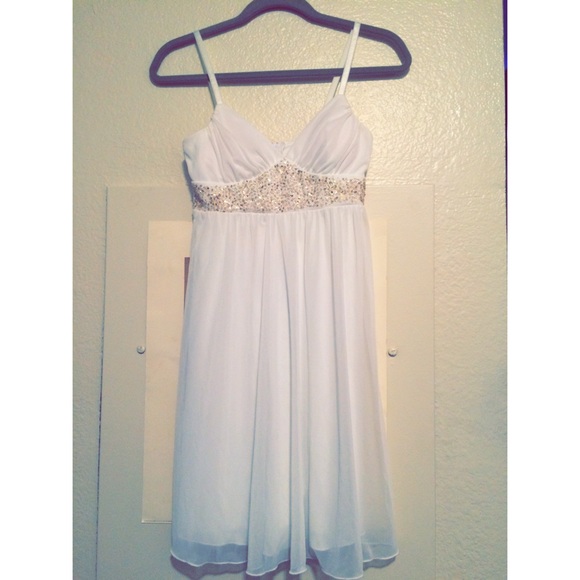 White Dress w/ Gold Sequin Accent