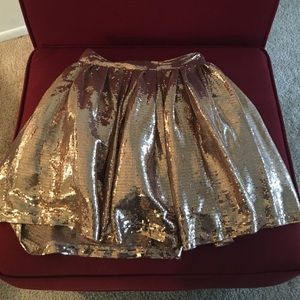 Gold sequins high waisted Bebe skirt