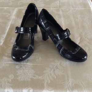 Black Plaid high heel Mary Jane's.