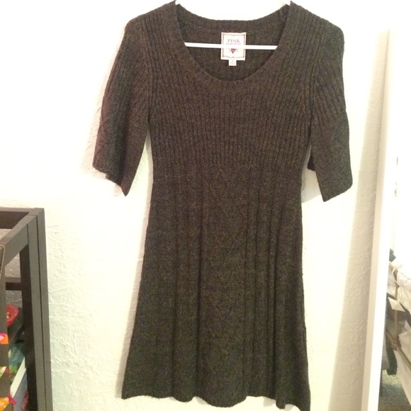 Flecked Brown Cable Knit Sweater Dress