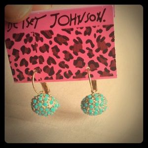 Betsey Johnson Teal Round Drop Earrings NEW NWT