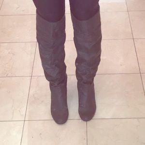 Dark grey tall boots