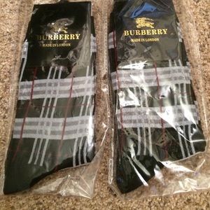 Authentic two pair Burberry black plaid socks NEW!