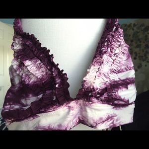 adorable purple and white frilly bikini top with