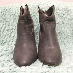 Dark Grey Leather Booties