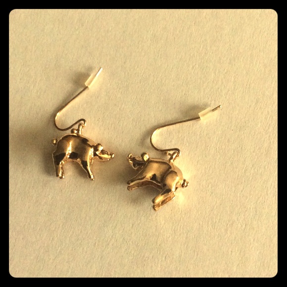 J Crew Gold Pig Hook Earrings NEW NWOT
