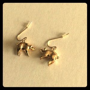 J Crew Gold Pig Hook Earrings NEW NWOT