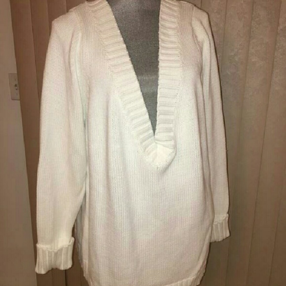 Lane Bryant Sweaters - White V-Neck Sweater