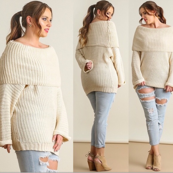 🏆HOST PICK🏆Cotton Blend Off Shoulder Sweater - Picture 4 of 4