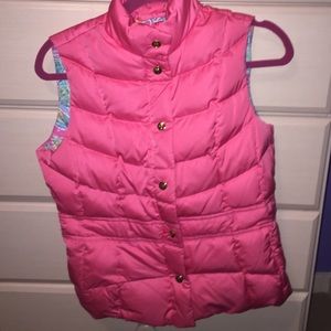 Lilly Pulitzer pink puffer vest