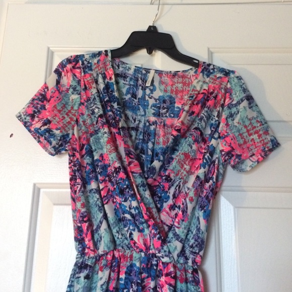 Sage Pink Blue Neon Romper - Picture 2 of 4