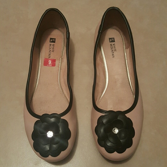 Pink & black flats