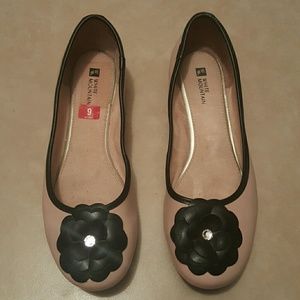 Pink & black flats