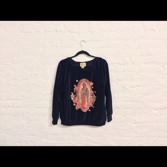 [ WILDFOX ] Rare Virgin Mary Velvet Sweater