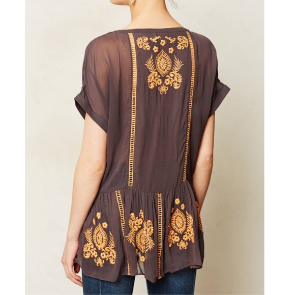 NWT Anthropologie Antala Peplum Top embroidered - Picture 2 of 4