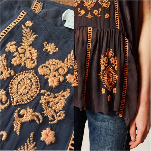 NWT Anthropologie Antala Peplum Top embroidered - Picture 4 of 4