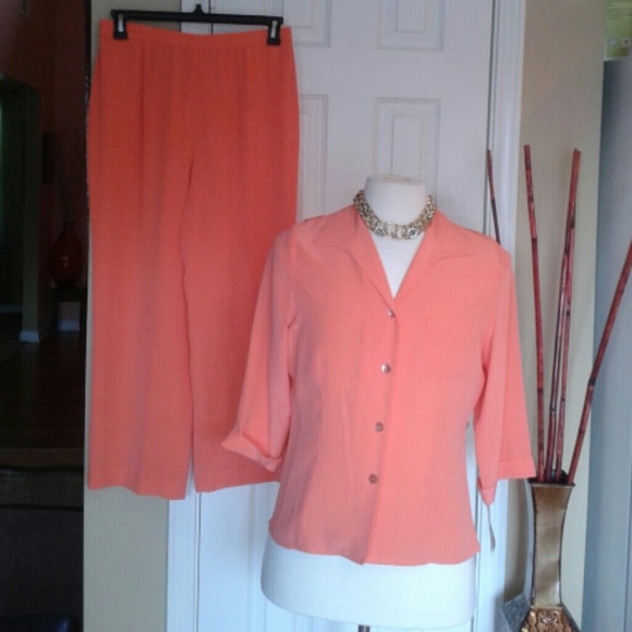 2piece 100%Silk Pant Suit
