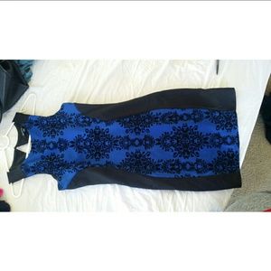 Black and blue bodycon dress