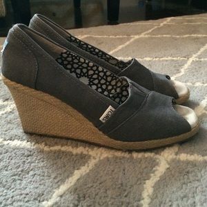 TOMS wedges dark gray