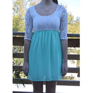 Coveted White Lace and Mint dress