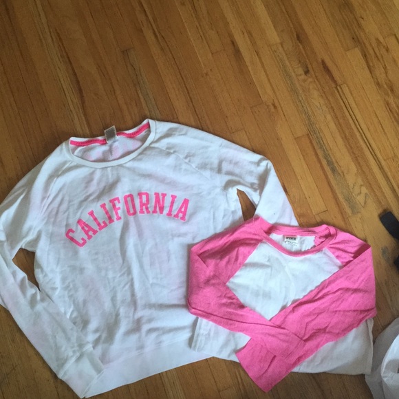 Victoria secret/pink sweater and VS baseball tee