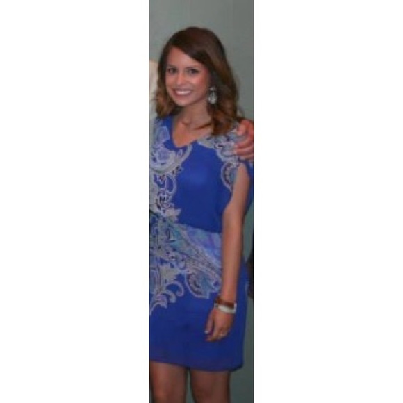 Royal Blue Paisley Printed Dress - Picture 4 of 4