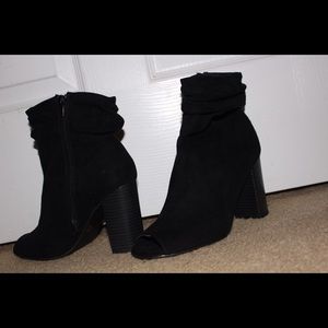 Black open toed booties