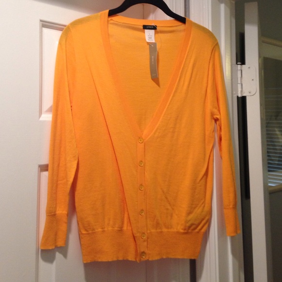 3/4 button up cardigan, bright yellow