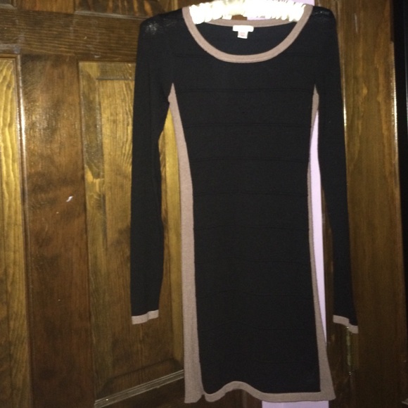 Black dress with taupe detailing