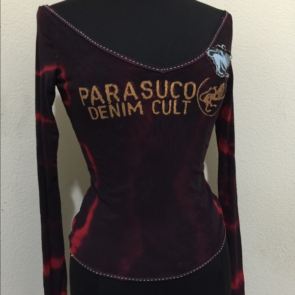Authentic parasuco off shoulder mesh shirt small