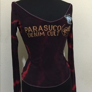 Authentic parasuco off shoulder mesh shirt small