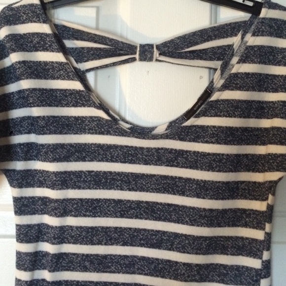 Navy Blue Striped Mini Dress - Picture 2 of 4