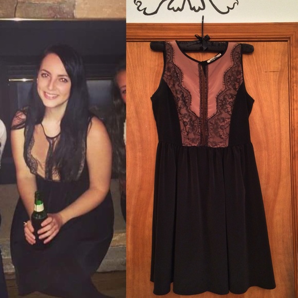 Modcloth Mystic Black Lace Dress Slit Back