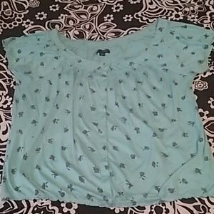 Blue, Button down blouse.