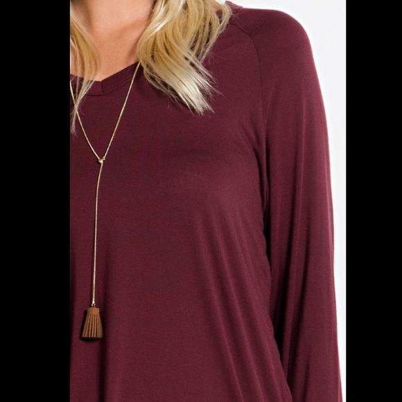 🇺🇸SOFT! Classic Casual Top burgundy - Picture 2 of 3