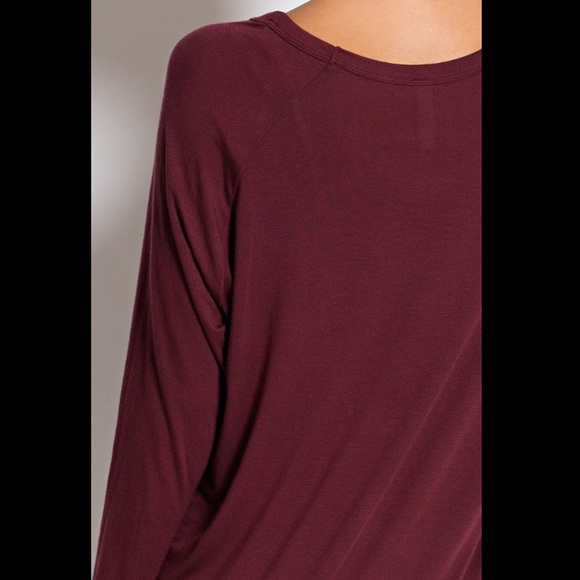 🇺🇸SOFT! Classic Casual Top burgundy - Picture 3 of 3