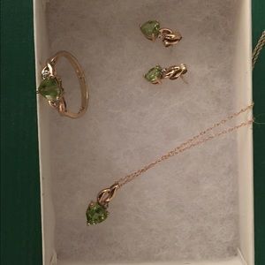 Earrings, ring, necklace set.