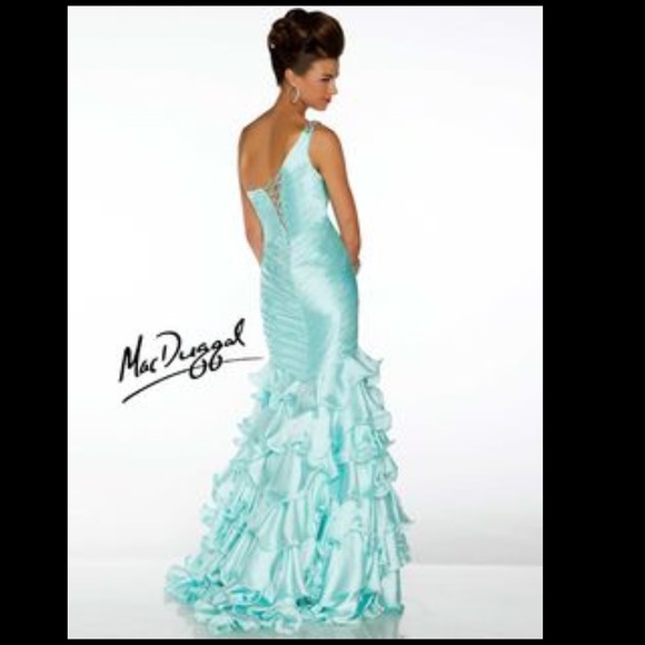 Mac Duggal Aqua Prom Dress Style 4835H - Picture 3 of 3
