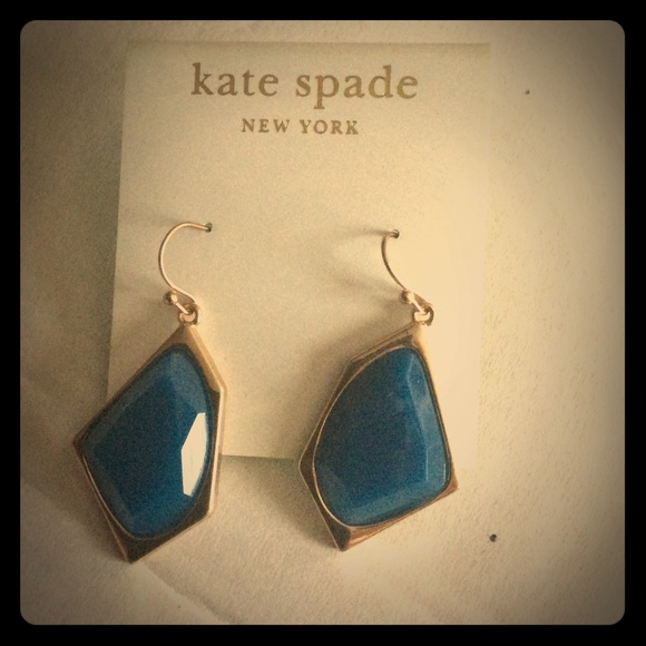 Kate Spade Gold Blue Kite Hook Earrings NEW NWT