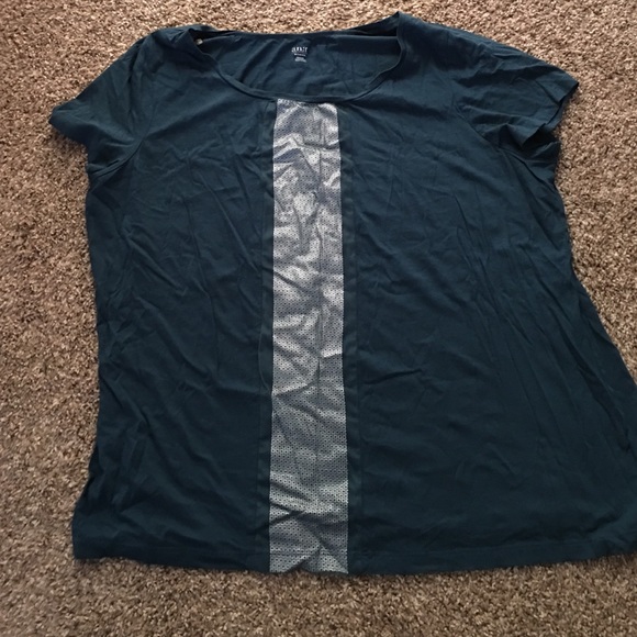 Dark Teal Blue Top with Silver Mesh like Front