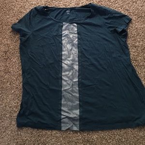 Dark Teal Blue Top with Silver Mesh like Front