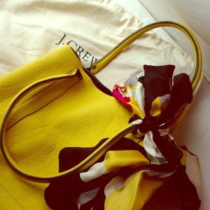 Leather J Crew hobo bag w/ Nicole Miller scarf