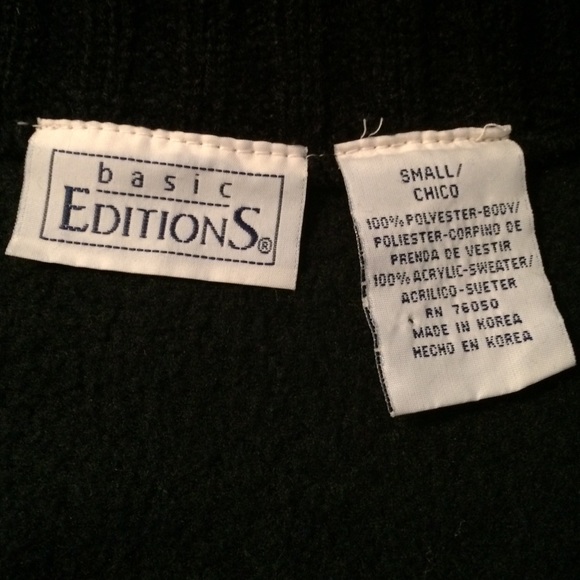 Basic Editions Black Zipper Down Sweater. - Picture 4 of 4
