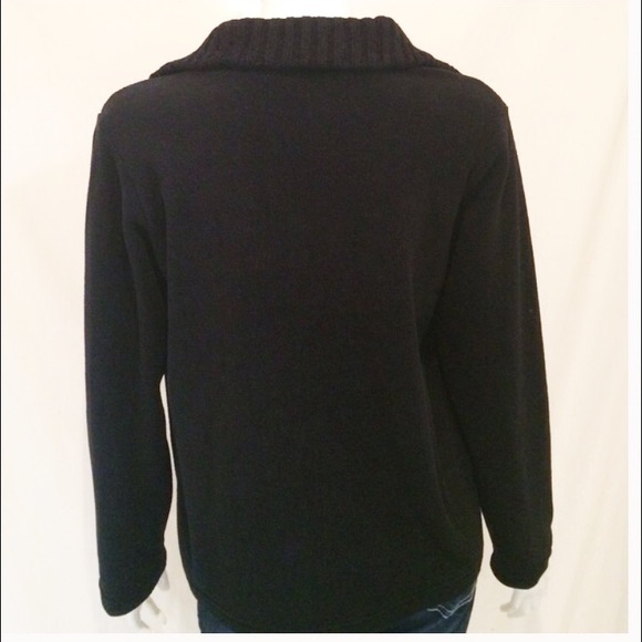 Basic Editions Black Zipper Down Sweater. - Picture 3 of 4