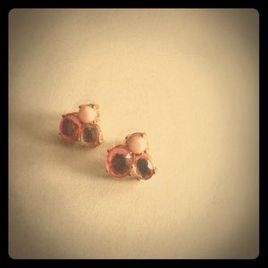 J Crew Pink Gold Cluster Stone Post Earrings NWOT