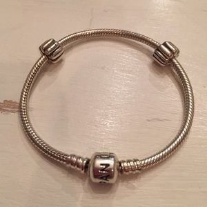Pandora sterling silver bracelet with 2 spacers